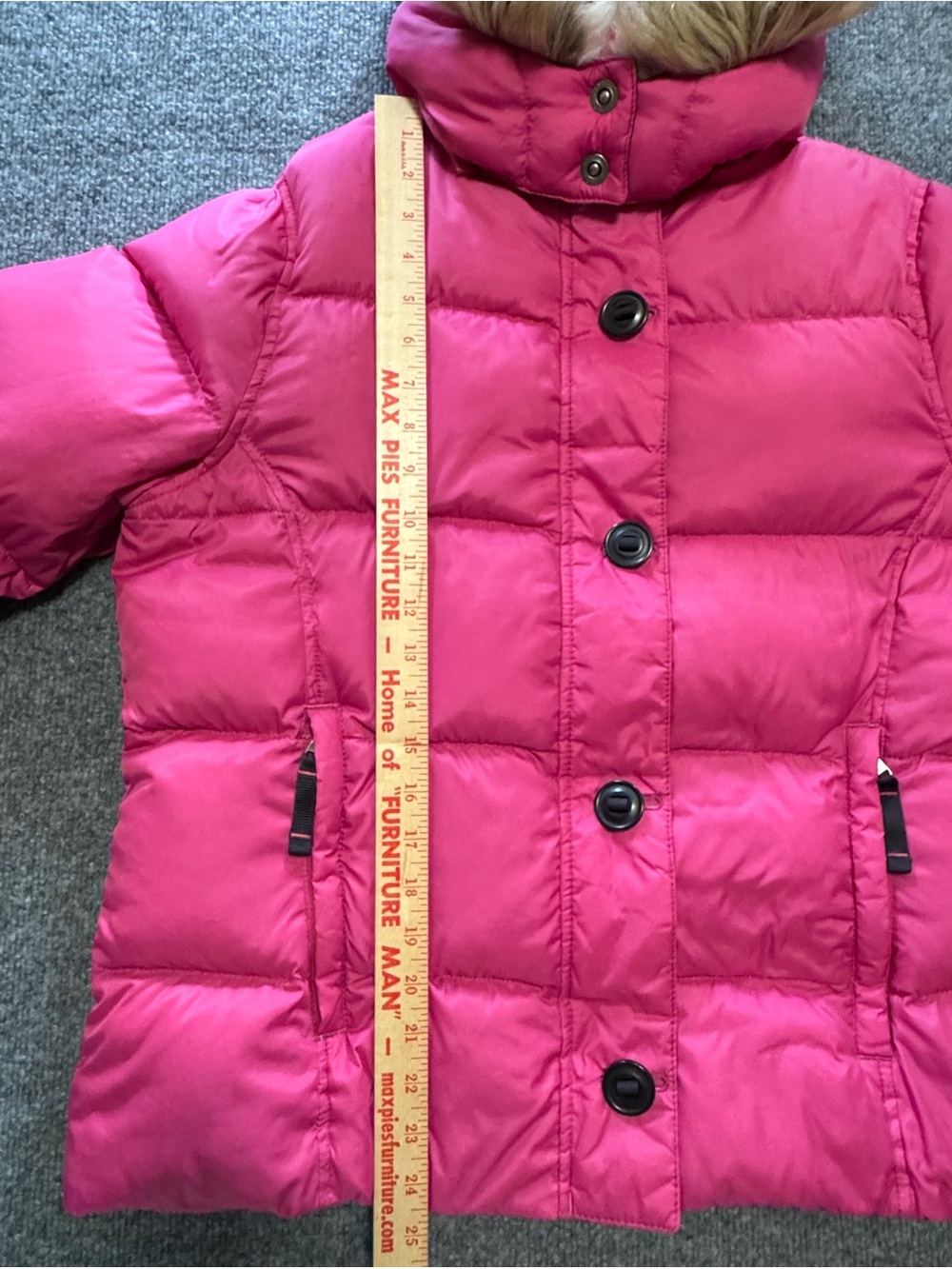 L.L.Bean Down Puffer Jacket L Hot Pink Faux Fur Hood Retro Ski Bunny Winter - Picture 15 of 16